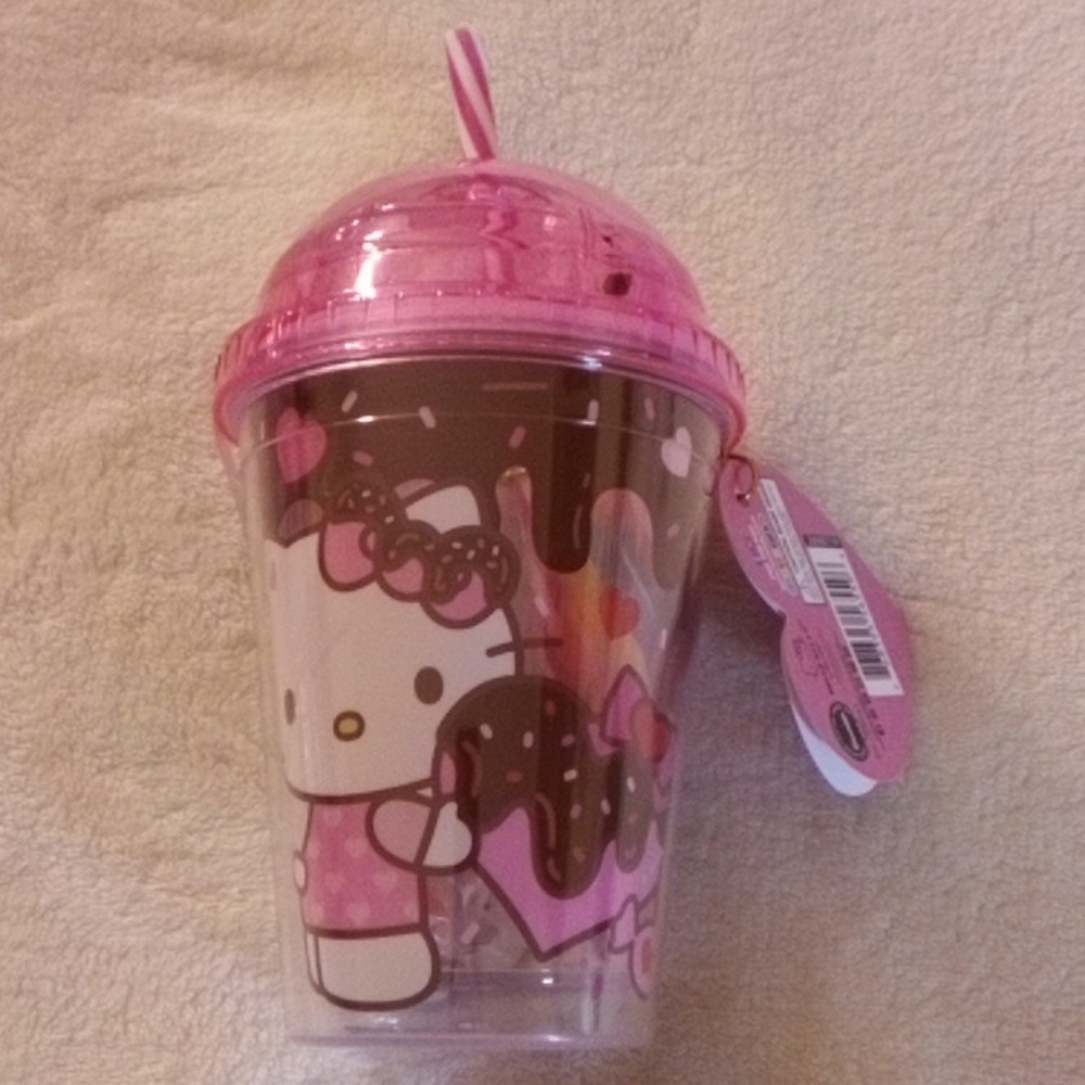 HELLO KITTY TUMBLER WITH CANDY STICKS!